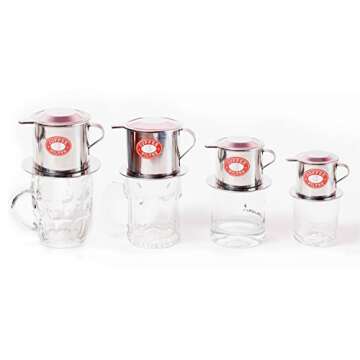 Vietnamese Coffee Filter Press. Screw Down Insert. Dripper Mechanism. Made in Vietnam. Sizes S-XL in 1 or 2 Pack (1, Medium (8 oz))