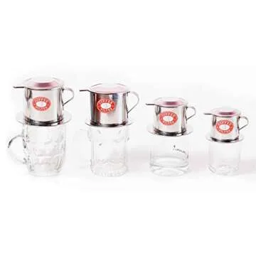 Vietnamese Coffee Filter Press. Screw Down Insert. Dripper Mechanism. Made in Vietnam. Sizes S-XL in 1 or 2 Pack (1, Medium (8 oz))