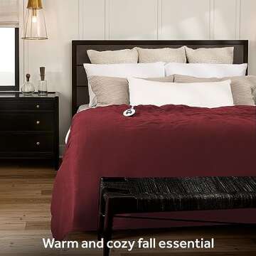 Sunbeam Royal Ultra Fleece Heated Electric Blanket Twin Size, 84" x 62", 12 Heat Settings, 12-Hour Selectable Auto Shut-Off, Fast Heating, Machine Washable, Warm and Cozy, Cabernet