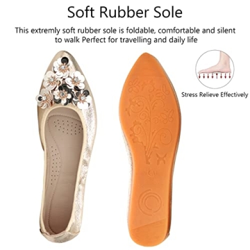 KUNWFNIX Women's Sparkly Ballet Flats - Foldable Comfort