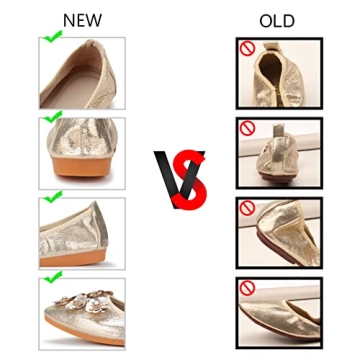 KUNWFNIX Women's Sparkly Ballet Flats - Foldable Comfort