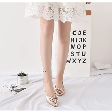 KUNWFNIX Women's Sparkly Ballet Flats - Foldable Comfort