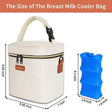 Mancro Breastmilk Cooler Bag with Ice Pack, Fits 6 Insulated Baby Bottles Up to 9 Ounce, Breast Milk...