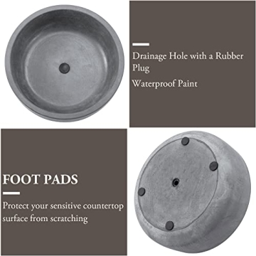 Stylish 8 Inch Round Cement Planter with Drainage Hole