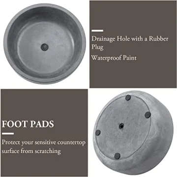 Stylish 8 Inch Round Cement Planter with Drainage Hole