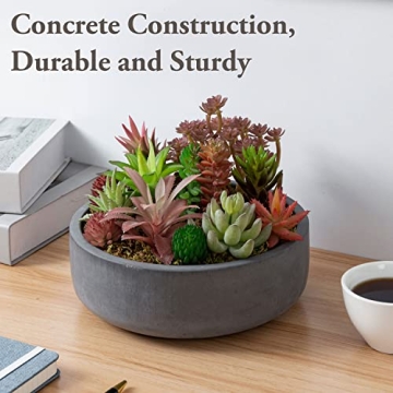 Stylish 8 Inch Round Cement Planter with Drainage Hole