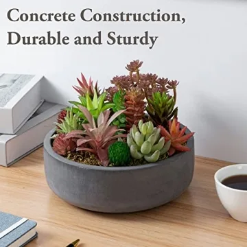Stylish 8 Inch Round Cement Planter with Drainage Hole