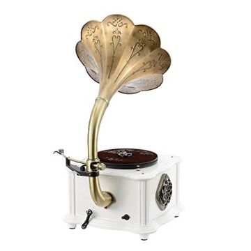 Vintage White Gramophone with Bluetooth and CD Player