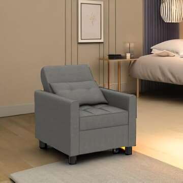 Aiho Convertible Sleeper Chair with Pillow & Pocket, 3-in-1 Sofa Bed in Modern Linen Fabric for Apartment, Dark Gray