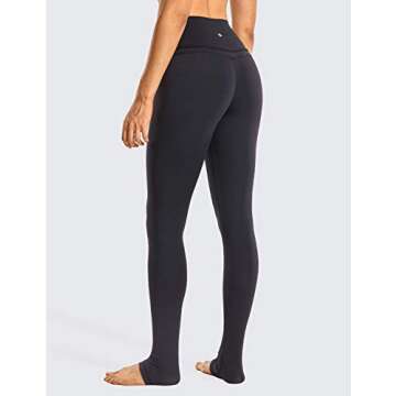 CRZ YOGA Women's Long Leggings Naked Feeling Tall 32 Inches - High Waist Extra Long Over The Heel with Pocket Black-32'' Large