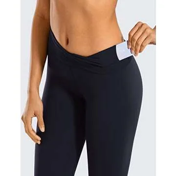 CRZ YOGA Women's Long Leggings Naked Feeling Tall 32 Inches - High Waist Extra Long Over The Heel with Pocket Black-32'' Large