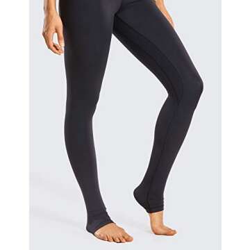 CRZ YOGA Women's Long Leggings Naked Feeling Tall 32 Inches - High Waist Extra Long Over The Heel with Pocket Black-32'' Large