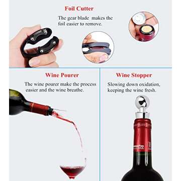 GECKOG Wing Corkscrew Wine Opener Set Gift with Accessories