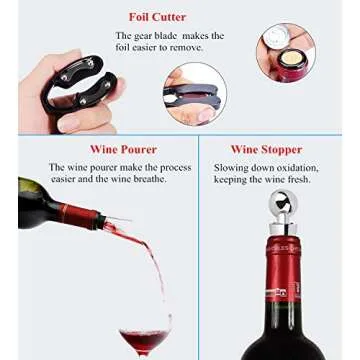 GECKOG Wing Corkscrew Wine Opener Set Gift with Accessories