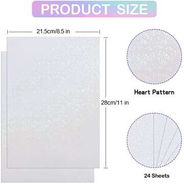 Holographic Sticker Paper, 24 Sheets Transparent Holographic Vinyl Overlay Lamination Sheets, Clear ...