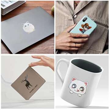 Holographic Sticker Paper, 24 Sheets Transparent Holographic Vinyl Overlay Lamination Sheets, Clear Self Adhesive Laminate Sticker Film for Stickers DIY Crafts, Heart Patterns - 8.5x11 Inch