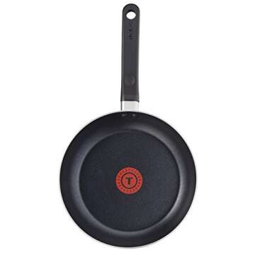 Tefal Essential, Aluminium Pots and Pans Set, 16 cm, 18 cm and 20 cm Saucepans with Lids, 20 cm and 24 cm Frying Pans, Black, B472S545