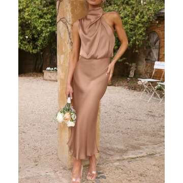 BTFBM Women's Sleeveless Cocktail Dresses Mock Neck Keyhole Elastic High Waist Wedding Guest Evening...