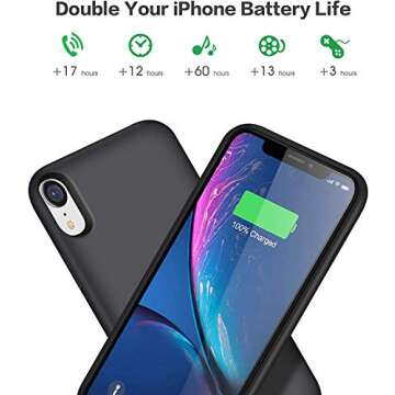 QTshine iPhone XR Battery Case [6800mAh] Protective Portable Charger Rechargeable Power Bank Cover -...