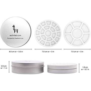 Etchr Mini Palette 19 Wells - Built for Watercolor Acrylic Oil and Gouache Paint - Professional Porcelain Paint Wells and Mixing Palette and Airtight Metal Tin - Perfect Travel Palette