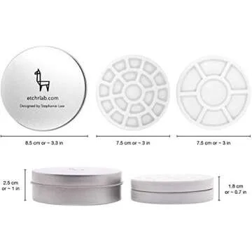 Etchr Mini Palette 19 Wells - Built for Watercolor Acrylic Oil and Gouache Paint - Professional Porcelain Paint Wells and Mixing Palette and Airtight Metal Tin - Perfect Travel Palette