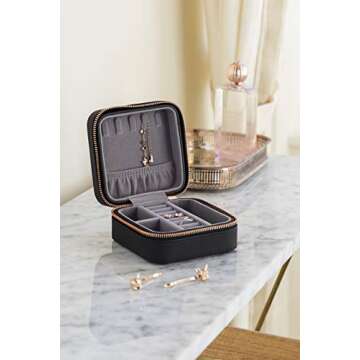 Ted Baker Jewelry Case with Gold Tassel Zipper Black Travel and Storage