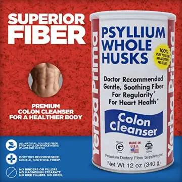 Yerba Prima Psyllium Whole Husks, Colon Cleanser 12 oz (Pack of 2) - All Natural Dietary Fiber, Pure Premium Psyllium, Lab-Tested Non-GMO, Gluten-Free Fiber, Made in The USA