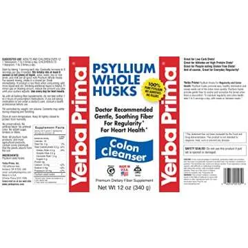 Yerba Prima Psyllium Whole Husks, Colon Cleanser 12 oz (Pack of 2) - All Natural Dietary Fiber, Pure Premium Psyllium, Lab-Tested Non-GMO, Gluten-Free Fiber, Made in The USA