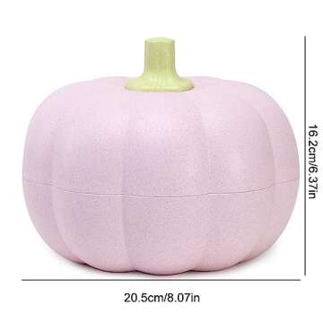 Pumpkin Bowl,Double Layer Pumpkin Fruit/Candy Bowl Food Storage Container for Fall Home Party Snack Holder (Pink, 20.5cm*16.5cm)