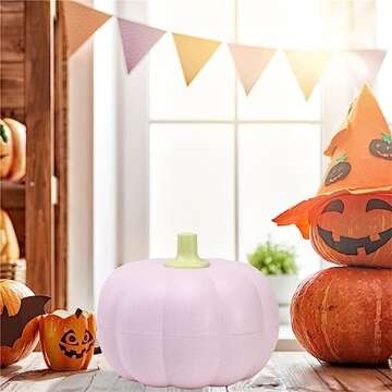 Pumpkin Bowl,Double Layer Pumpkin Fruit/Candy Bowl Food Storage Container for Fall Home Party Snack Holder (Pink, 20.5cm*16.5cm)