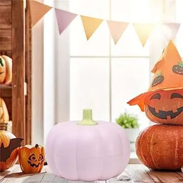 Pumpkin Bowl,Double Layer Pumpkin Fruit/Candy Bowl Food Storage Container for Fall Home Party Snack Holder (Pink, 20.5cm*16.5cm)