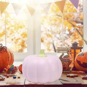Pumpkin Bowl,Double Layer Pumpkin Fruit/Candy Bowl Food Storage Container for Fall Home Party Snack Holder (Pink, 20.5cm*16.5cm)