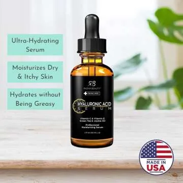 Radha Beauty Hyaluronic Acid Serum for Skin, 2 fl. oz - Infused with Vitamin C, Vitamin E, Green Tea...