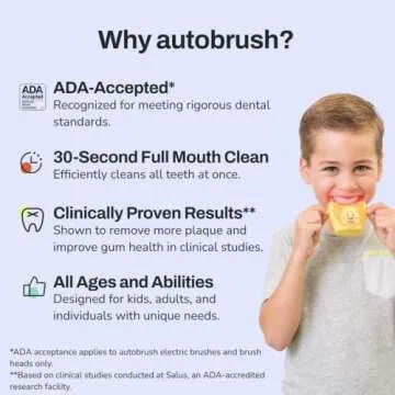 autobrush Kids U Shaped Electric Toothbrush, ADA Accepted, Sonic Pro with Unique 360° Nylon Bristle...
