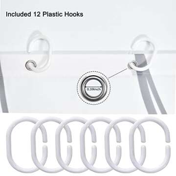 Punkray Grey and White Striped Fabric Shower Curtain for Bathroom with 12 Hooks, Curtains 72 Inches Long, Weighted Hem,Waterproof Bath Accessories Hotel Style - Machine Washable