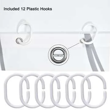 Punkray Grey and White Striped Fabric Shower Curtain for Bathroom with 12 Hooks, Curtains 72 Inches Long, Weighted Hem,Waterproof Bath Accessories Hotel Style - Machine Washable