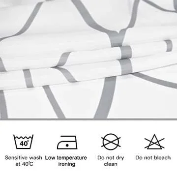 Punkray Grey and White Striped Fabric Shower Curtain for Bathroom with 12 Hooks, Curtains 72 Inches Long, Weighted Hem,Waterproof Bath Accessories Hotel Style - Machine Washable