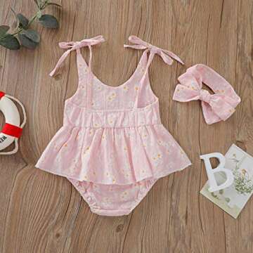 Baby Girls Daisy Playsuit with Headband for Summer Fun