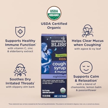 Mommy's Bliss Organic Cough Syrup for Kids - 4 Fl. oz