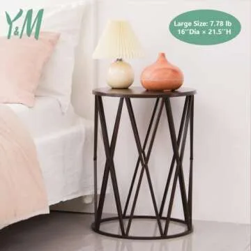 Y&M Set of 3 Round Heavy-Duty Side Table End Table, Coffee Table for Indoor Multifunctional Use, Outdoor Decorative Garden Stool Plant Stand-Pure Brown(Ship from US)