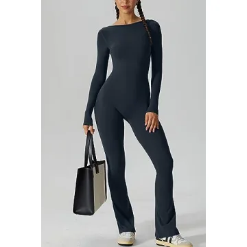 Stylish QINSEN Women's Long Sleeve Backless Jumpsuit