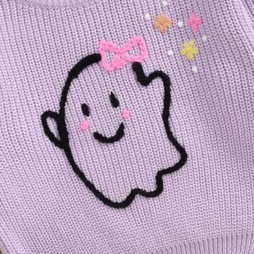 Halloween Outfits Toddler Baby Girl Boy Knit Sweater Boo Pumpkin Long Sleeve Pullover Sweatshirt Fall Winter Clothes (Halloween Purple Ghost A, 0-3 Months)