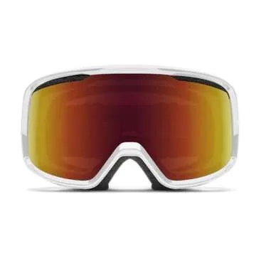 SMITH Frontier Goggles with Carbonic-x Lens – Performance Snowsports Goggles with Replaceable Lens for Skiing & Snowboarding – for Men & Women – White + Red Sol-X Mirror