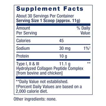 Life Extension Collagen Peptides for Skin & Joints, Collagen Types I, II & III in an Easy-Mix Powder, Gluten Free, Non-GMO, net Weight 343 Grams