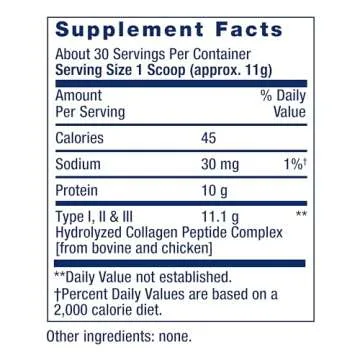 Life Extension Collagen Peptides for Skin & Joints, Collagen Types I, II & III in an Easy-Mix Powder, Gluten Free, Non-GMO, net Weight 343 Grams