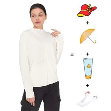 Hody Lovy Sun Protection Hoodie Jackets UV Clothing UPF 50+ Long Sleeve Shirts Hiking Golf Fishing Lightweight Quick Dry, White S