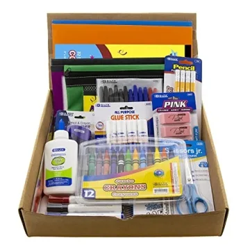BAZIC School Kit Supply Box 57 Count for Kids K-6 Grades