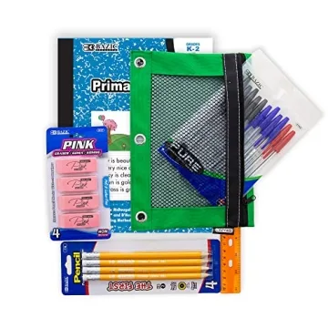 BAZIC School Kit Supply Box 57 Count for Kids K-6 Grades