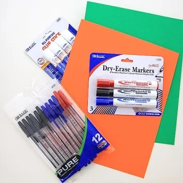 BAZIC School Kit Supply Box 57 Count for Kids K-6 Grades