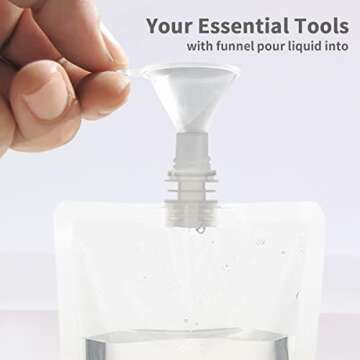 ansari Cruise Liquor Pouches Flasks Kit, Reusable Plastic Stand-up Spout Pouch Sneak Alcohol Liquor Bags for Cruises, Travel, Camping, Outdoor ( 6×8oz+6×16oz+1×Funnel )